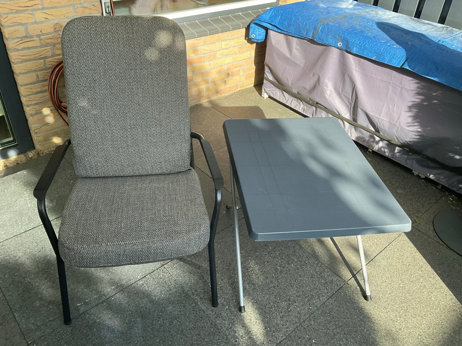 Kunststof camping tafeltje/inklapbaar tafeltje, Tuin en Terras, Ophalen, Gebruikt, Rechthoekig, Kunststof