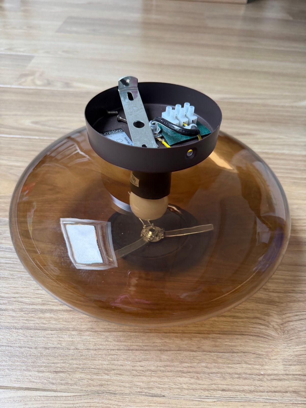 Ronde bruine plafondlamp van Rietveld, nieuw, Ophalen, Nieuw, Glas, Bruin