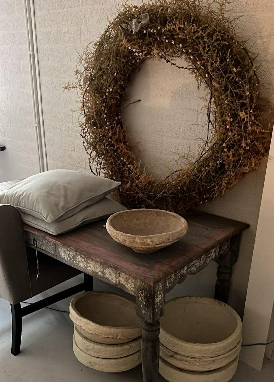 oud teakhouten tafel, handbeschilderd, aura peeperkorn, Ophalen