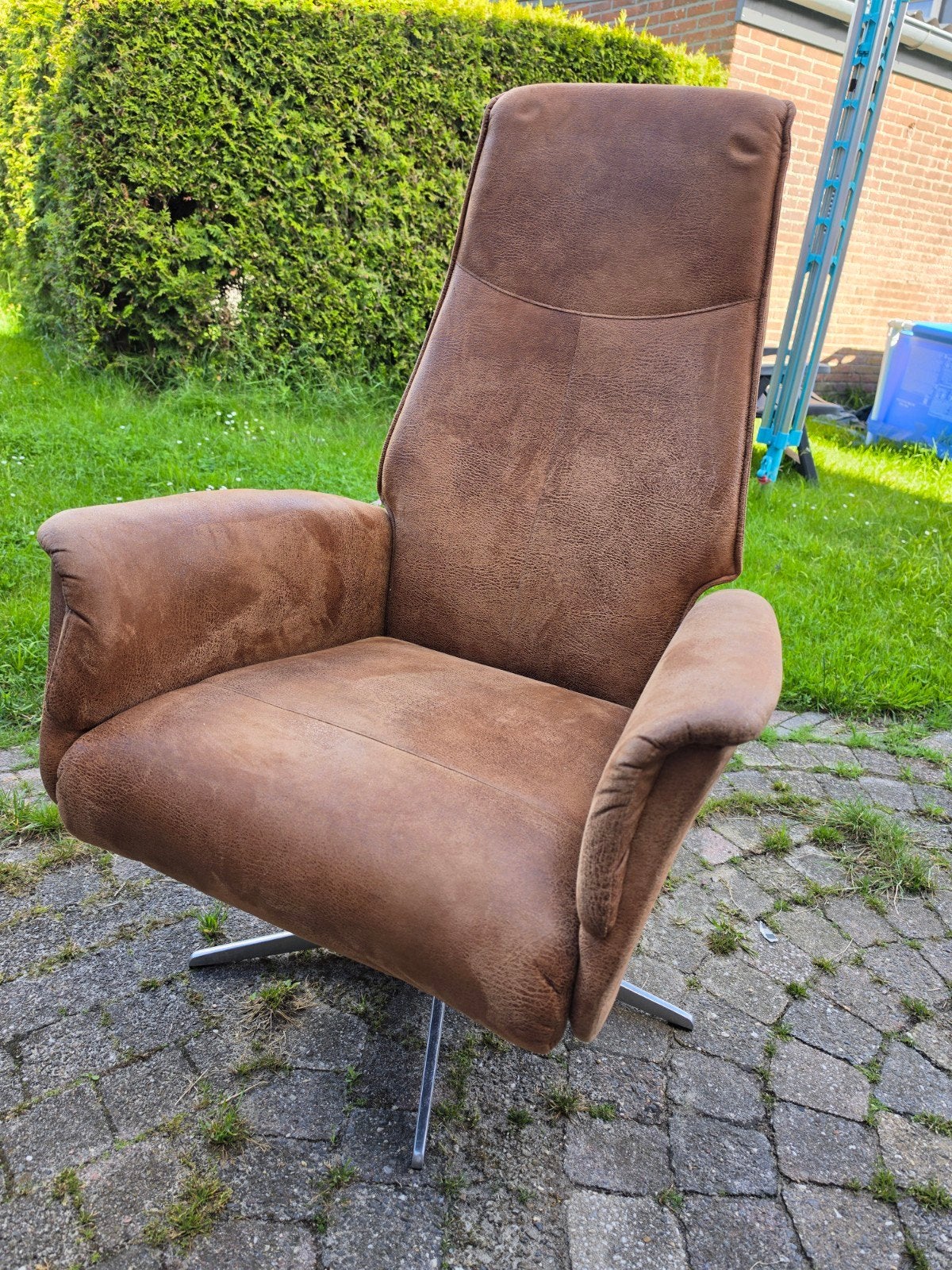 Hjort Knudsen Relaxfauteuil - Bruin Leer, Huis en Inrichting, Ophalen, Minder dan 50 cm, Gebruikt, Minder dan 75 cm