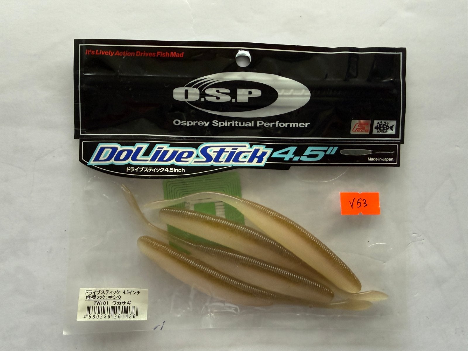 4x OSP DoLive Stick 4.5" Wakasagi TW101 V53, Ophalen of Verzenden, Zo goed als nieuw, Overige typen