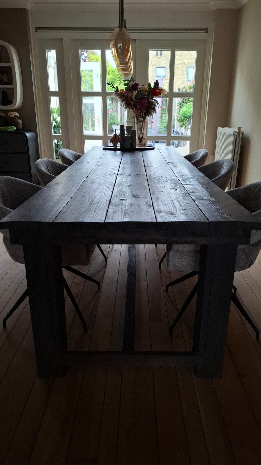 Robuuste eettafel van massief hout, Ophalen, Modern, Industrieel, Robuust, 200 cm of meer, 50 tot 100 cm