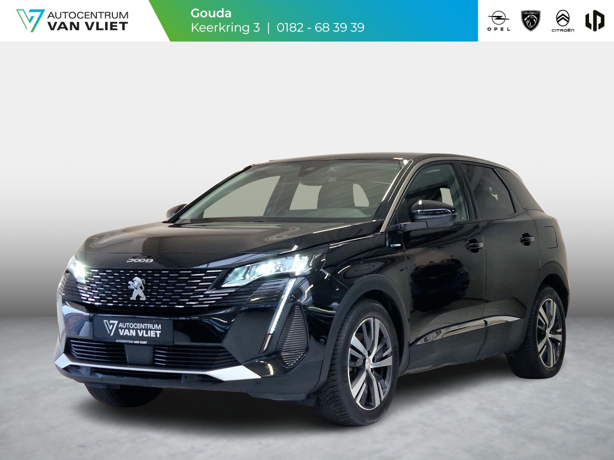 Peugeot 3008 1.6 Plug-in-Hybrid 225pk Allure SOH 94,6% | Nav, Auto's, 12 maanden, Euro 6, Leder en Stof, Zwart