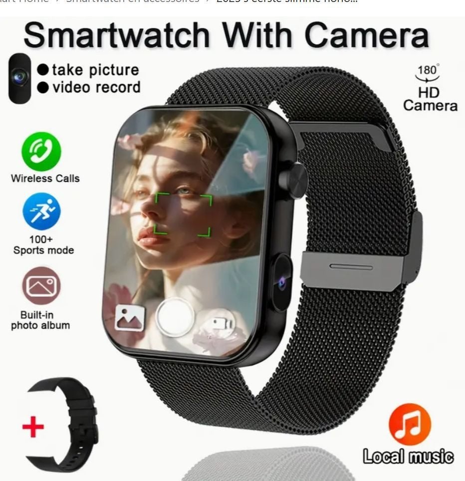 camera horloge, Ophalen of Verzenden, Nieuw, Zwart, Android