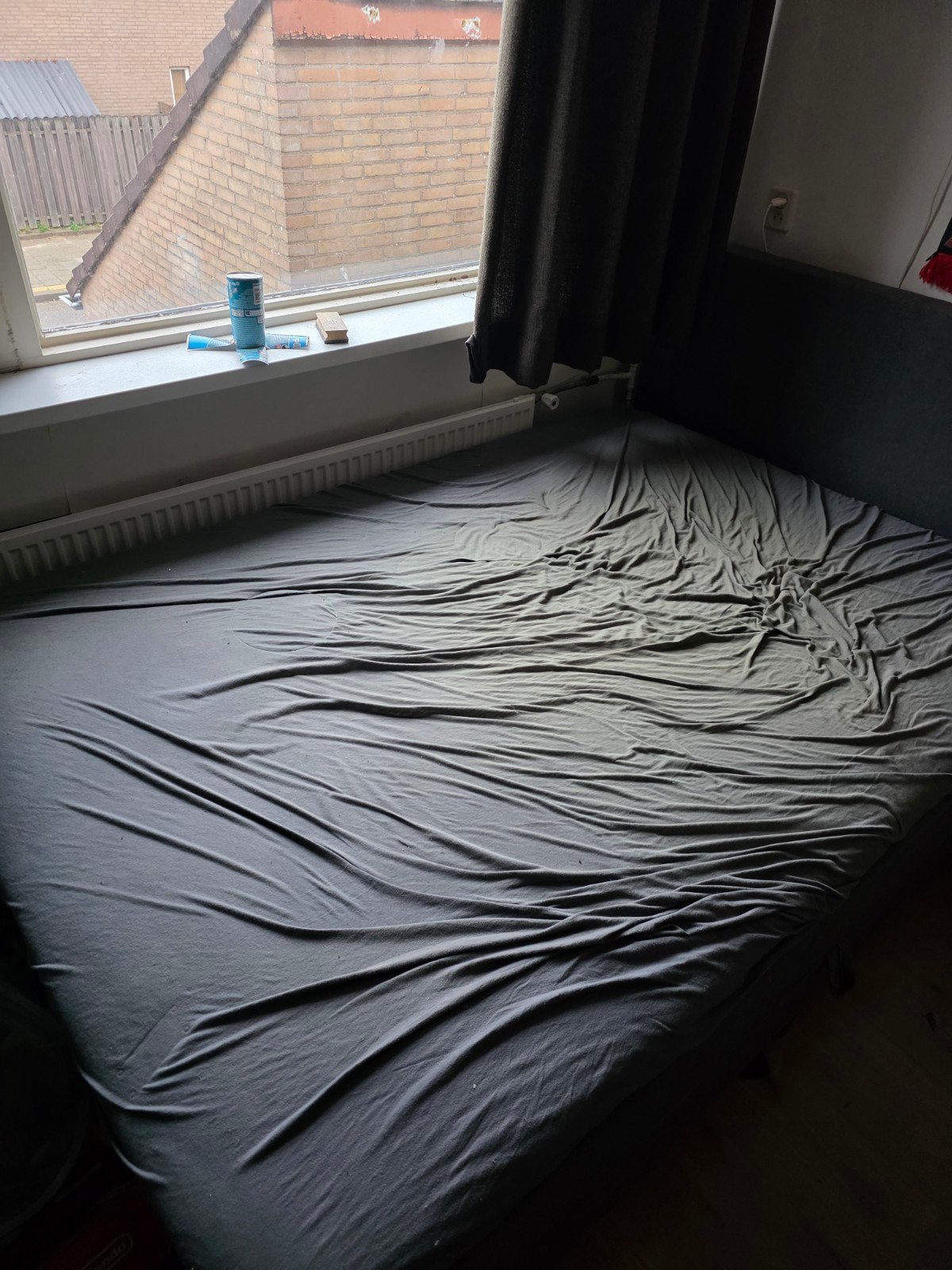 Boxspring Hotel Antraciet 140x200 met opbergruimte, Ophalen, Tweepersoons, 140 cm, Zo goed als nieuw