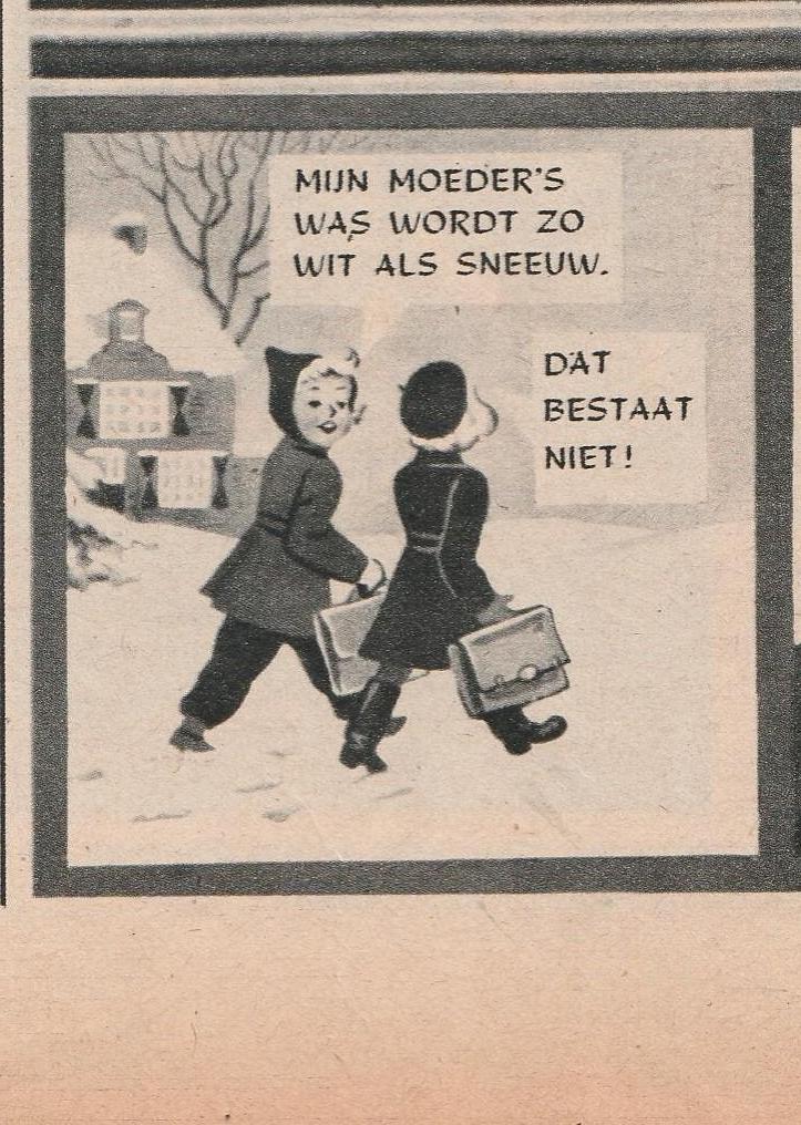 Retro reclame 1951 Castella wasmiddel kindjes in de sneeuw, Verzamelen, Retro, Verzenden, Overige typen