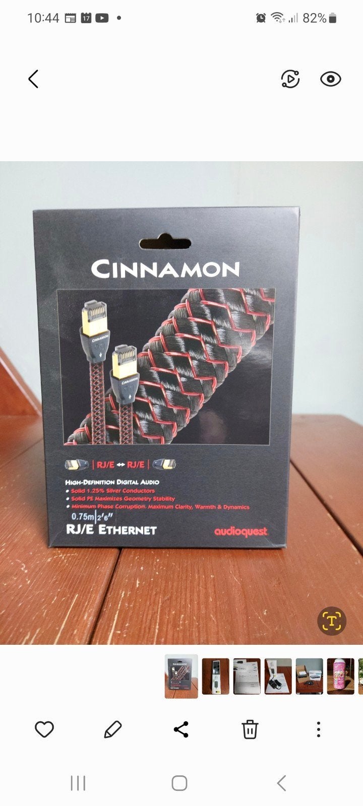 Audioquest Cinnamon 75cm UTP-/Ethernetkabel, Ophalen of Verzenden, Zo goed als nieuw, Minder dan 2 meter, Overige kabels
