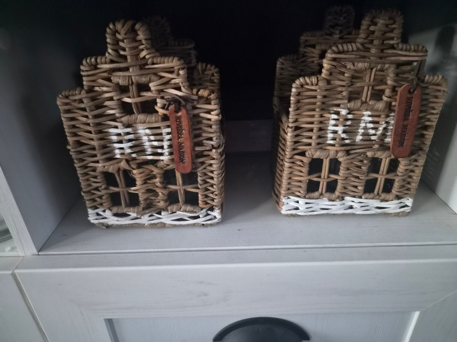 Rotan huisjes decoratie - set van 2, Gebruikt, Ophalen of Verzenden, Landelijk, Natuurlijk materiaal