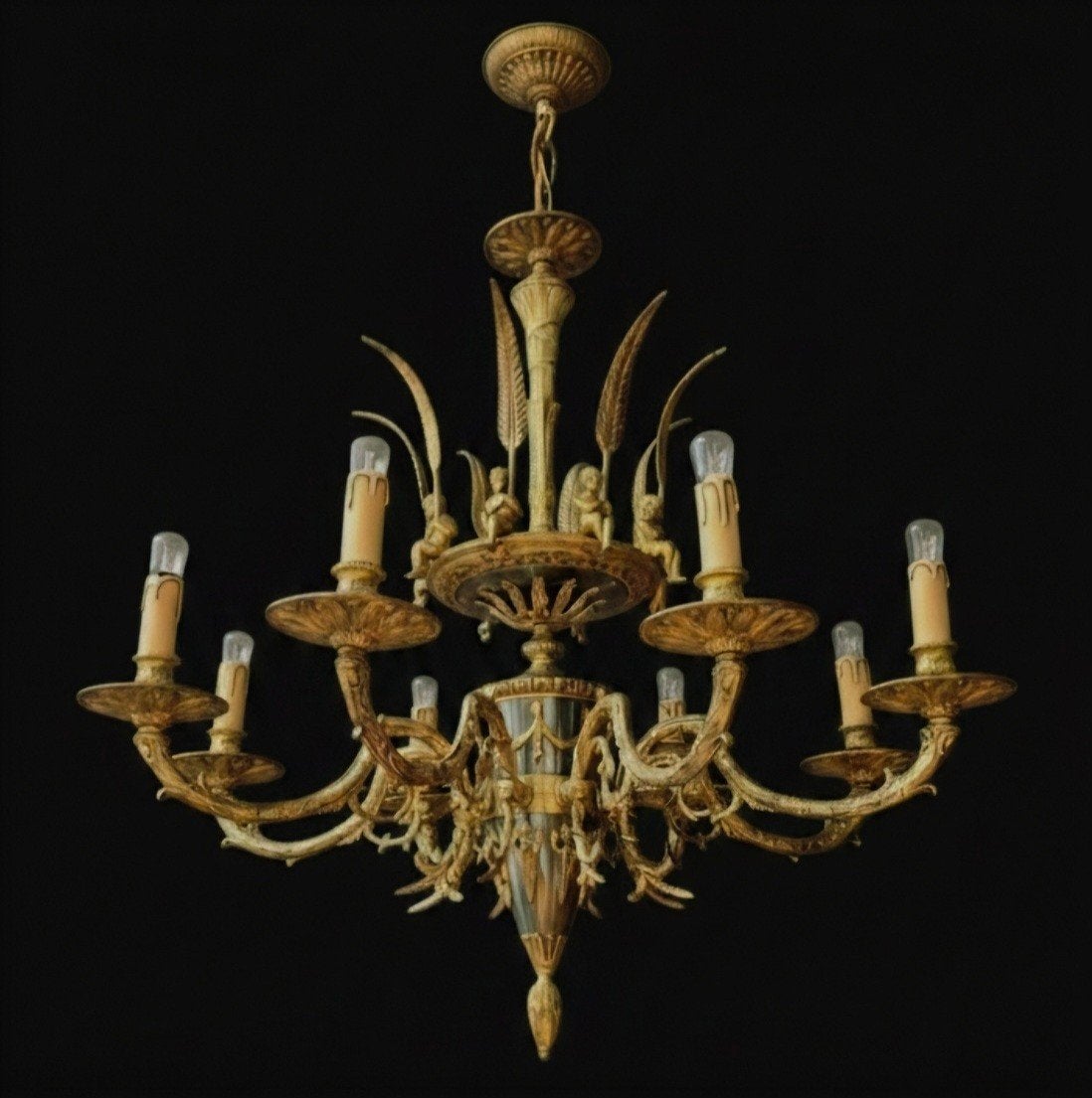 Franse Empire Stijl Kroonluchter met 8 lampen, Ophalen, Gebruikt, Empire, E14 (klein)