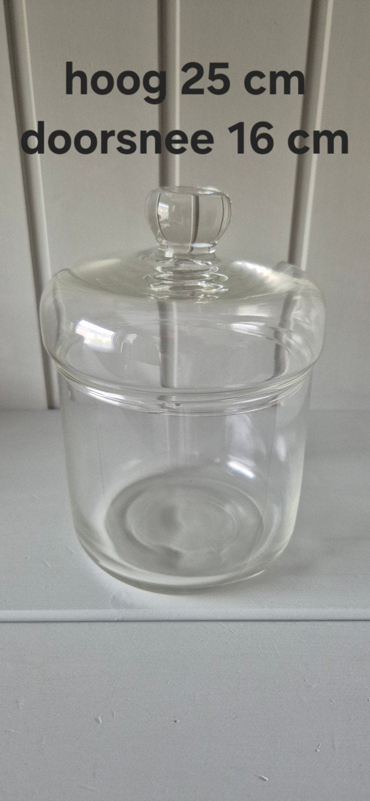 glazen vaas met deksel, Ophalen, Zo goed als nieuw, Met deksel, Glas