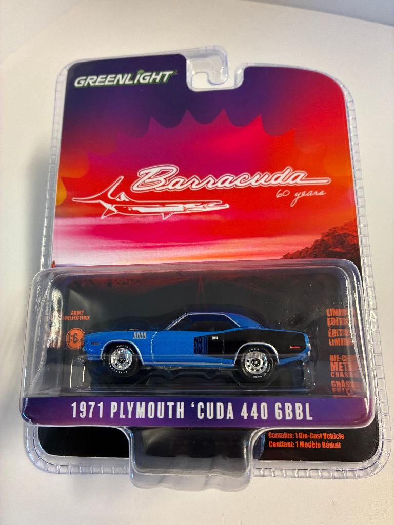 89588: Plymouth Cuda 440 6BBL - 1971 - Greenlight 1:64, Auto, Nieuw, Ophalen of Verzenden, Bachsatztstr. 54 D 72131 Ofterdingen, Germany