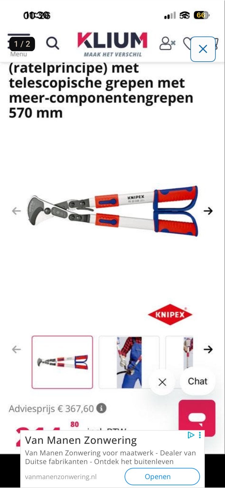 Knipex kabelschaar (ratelprincipe) 570mm, Doe-het-zelf en Verbouw, Ophalen