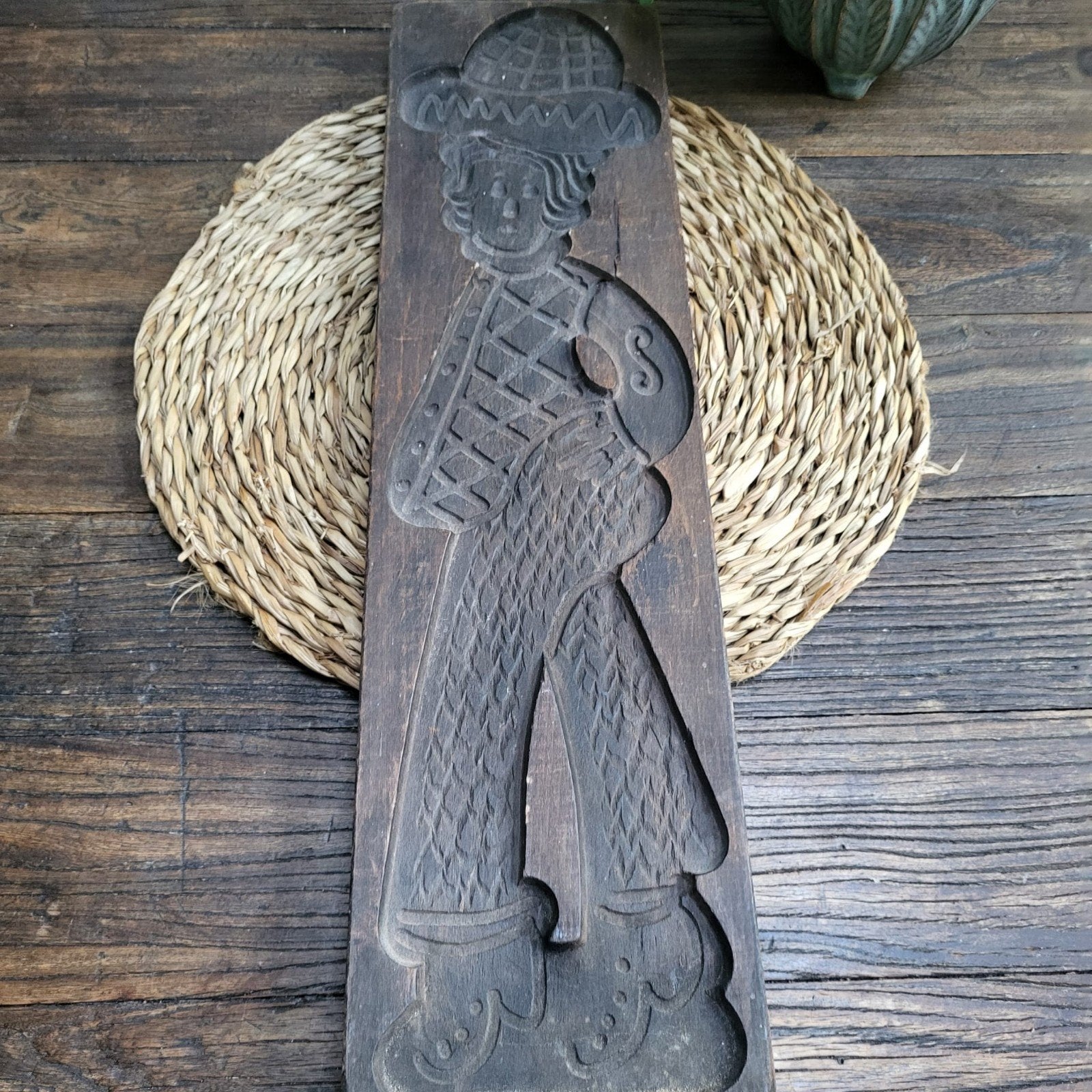 Antieke Houten Speculaasplank - Man met Hoed, Antiek en Kunst, Ophalen of Verzenden