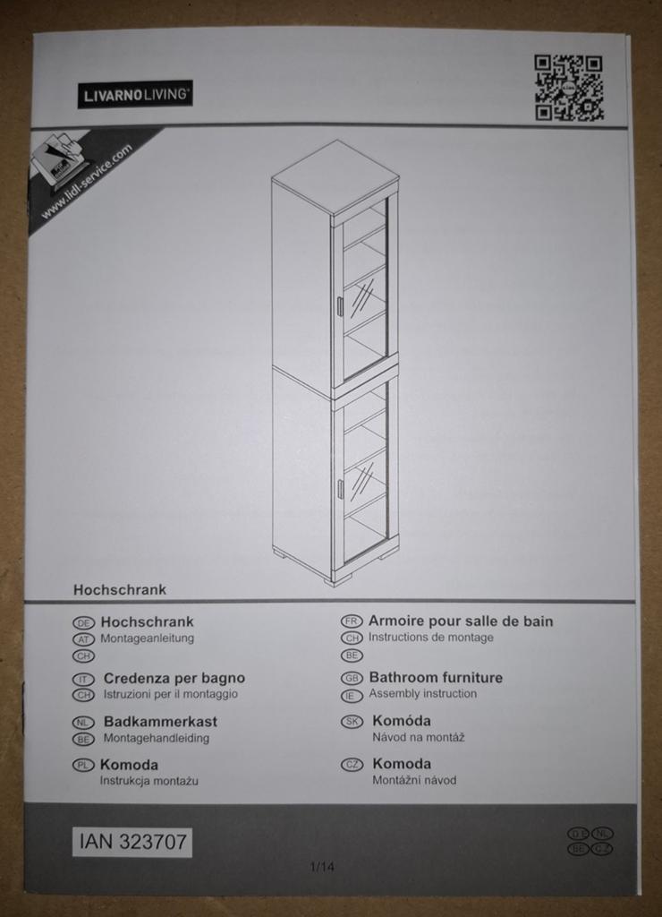 Livarno Lux/Living Hoge Badkamerkast (IAN 331479), Huis en Inrichting, Badkamer | Badkamermeubels, Ophalen, (Half)hoge kast, Minder dan 50 cm