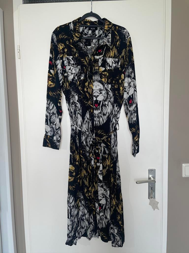 ALIX THE LABEL tijger lange blouse jurk dress mt L, Kleding | Dames, Zwart, Maat 42/44 (L), Ophalen of Verzenden, Zo goed als nieuw