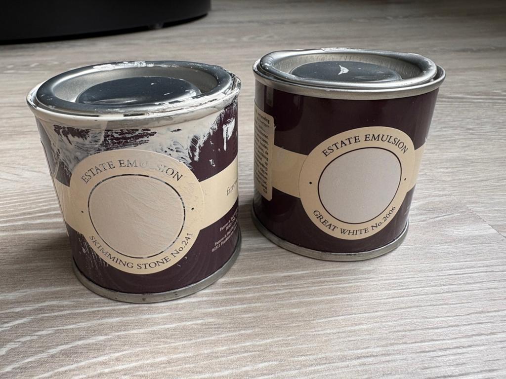 Farrow and Ball skimming stone en great white, Ophalen of Verzenden, Wit