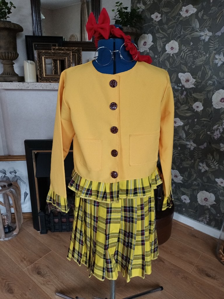 clown studente kostum nieuw maat 128 bril schotseruit rok, Ophalen of Verzenden, Nieuw, 122 t/m 128, Meisje