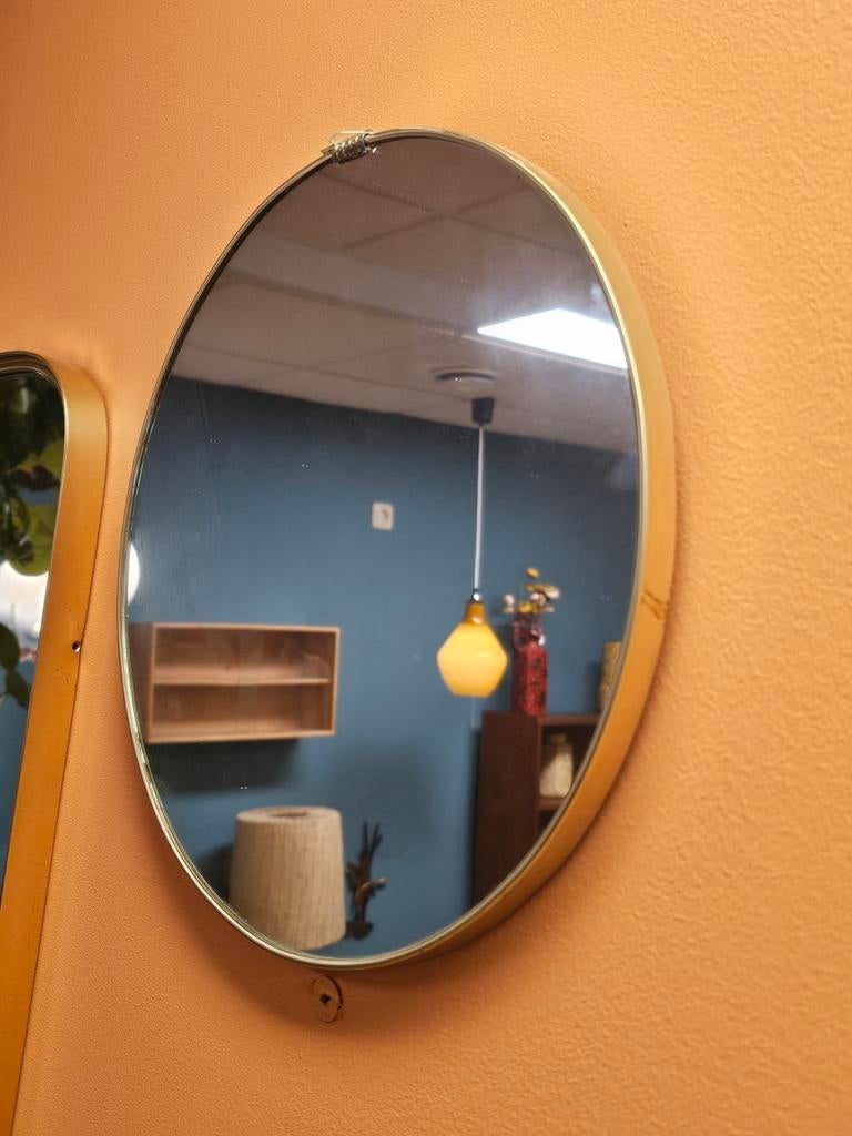 Vintage Wandspiegel Spiegel Mirror Messing Goud, Huis en Inrichting, Woonaccessoires | Spiegels, Minder dan 50 cm, Ophalen of Verzenden