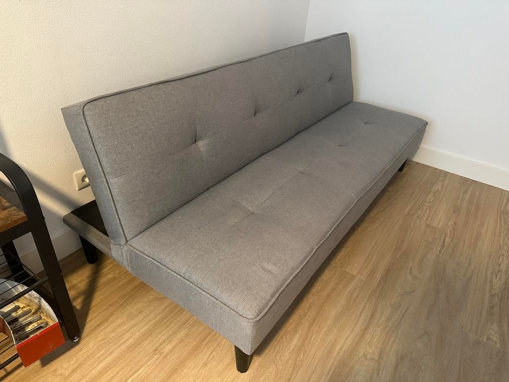 Grijze slaapbank, Huis en Inrichting, Ophalen, Zo goed als nieuw, Tweepersoons, 100 cm
