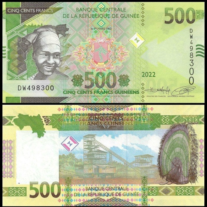 Guinea 2018-2022, 6 biljetten van 500..20.000 Francs (UNC), Postzegels en Munten, Bankbiljetten | Afrika, Verzenden, Guinee, Setje
