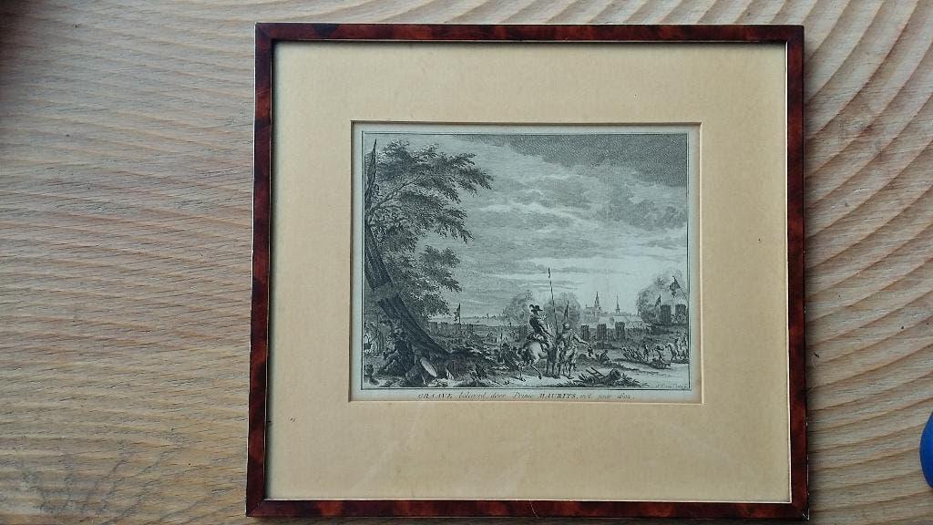gravure / ets / tekening inname Grave, Ophalen of Verzenden