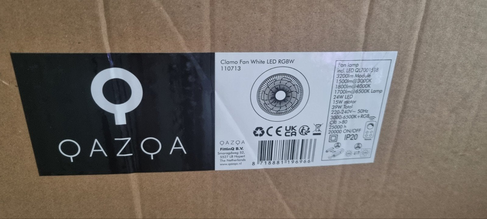 QAZQA plafondlamp met ventilator en LED NiEUW IN DOOS!, Kunststof, Verstelbaar, Design, Nieuw