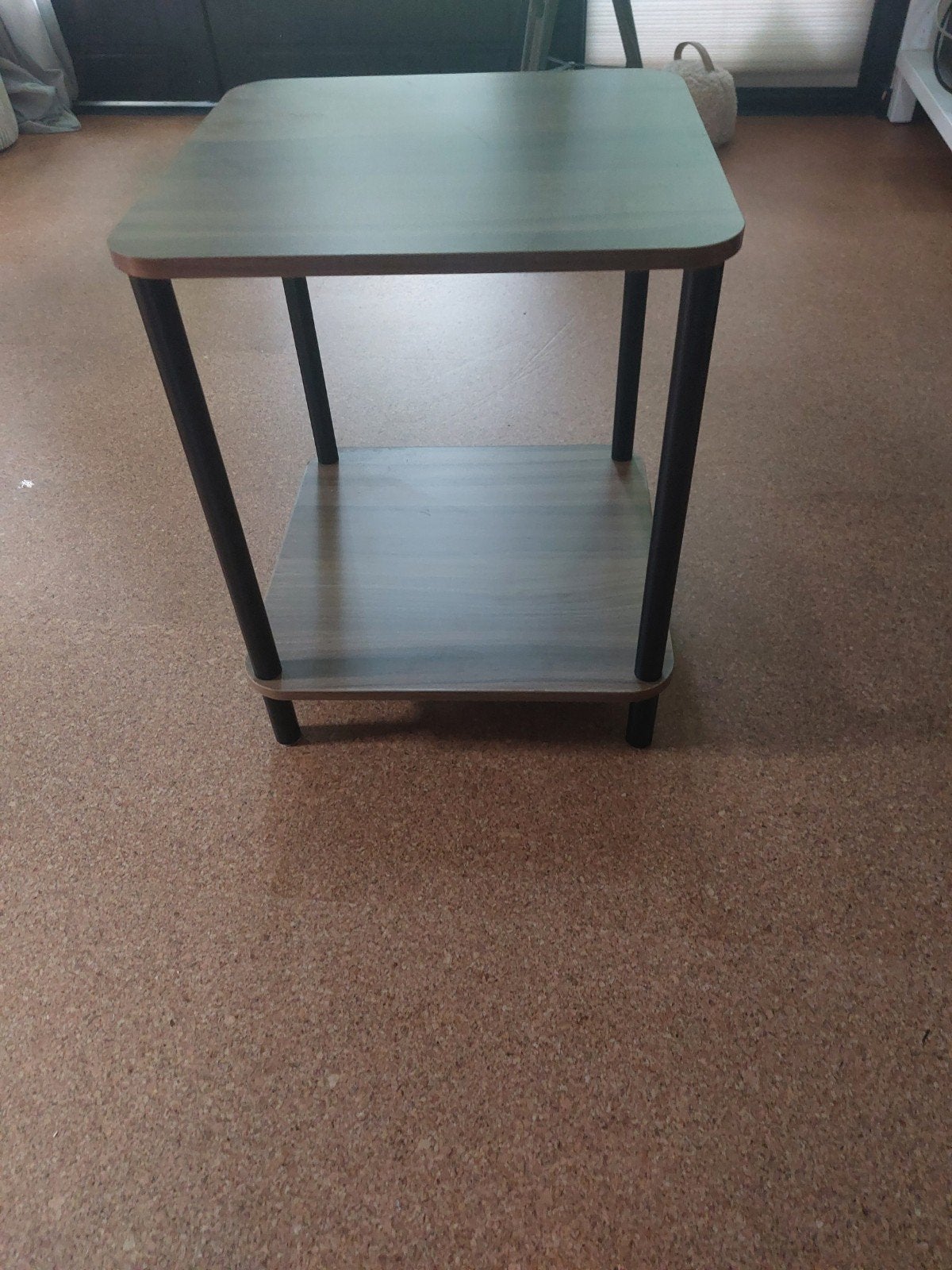 Bijzettafel met twee niveaus - Hout en Metaal, 45 tot 60 cm, Minder dan 55 cm, Gebruikt, Vierkant