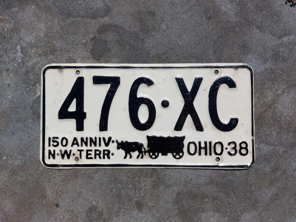 Kenteken 1938 Ohio USA Nummerplaat Nummerbord, Ophalen of Verzenden, Gebruikt, Auto's
