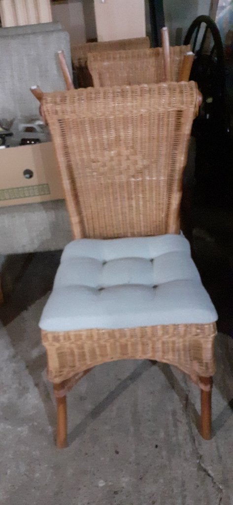 6 Eethoek Stoelen, Ophalen, Gebruikt, Bruin, Riet of Rotan
