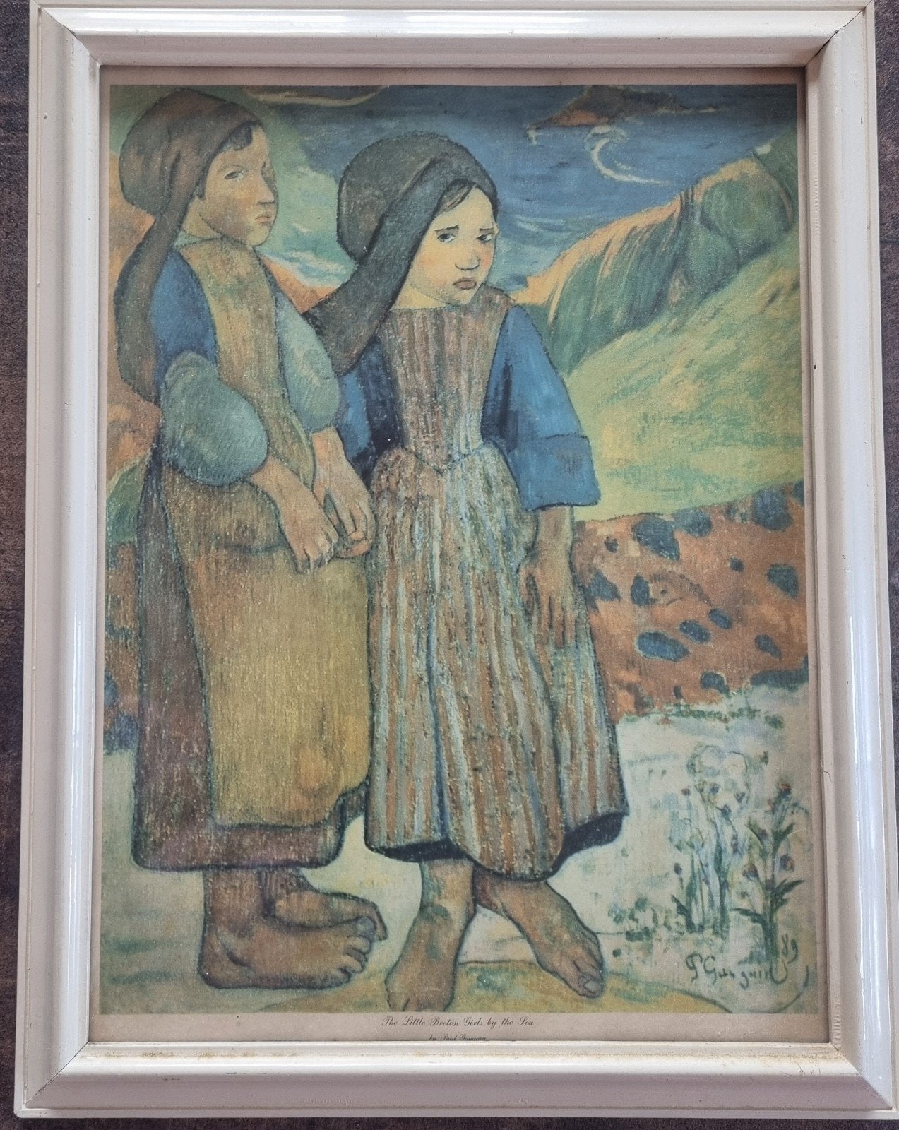 "Kleine Bretonse meisjes aan zee" reproductie Paul Gauguin, Ophalen of Verzenden