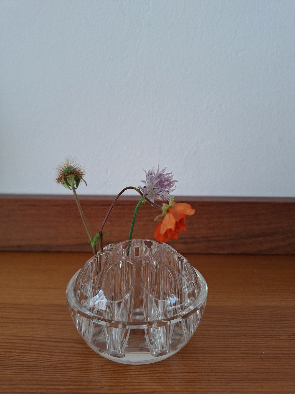 Vintage glazen bloemensteker, massief glas, Ophalen of Verzenden, Rond, Glas