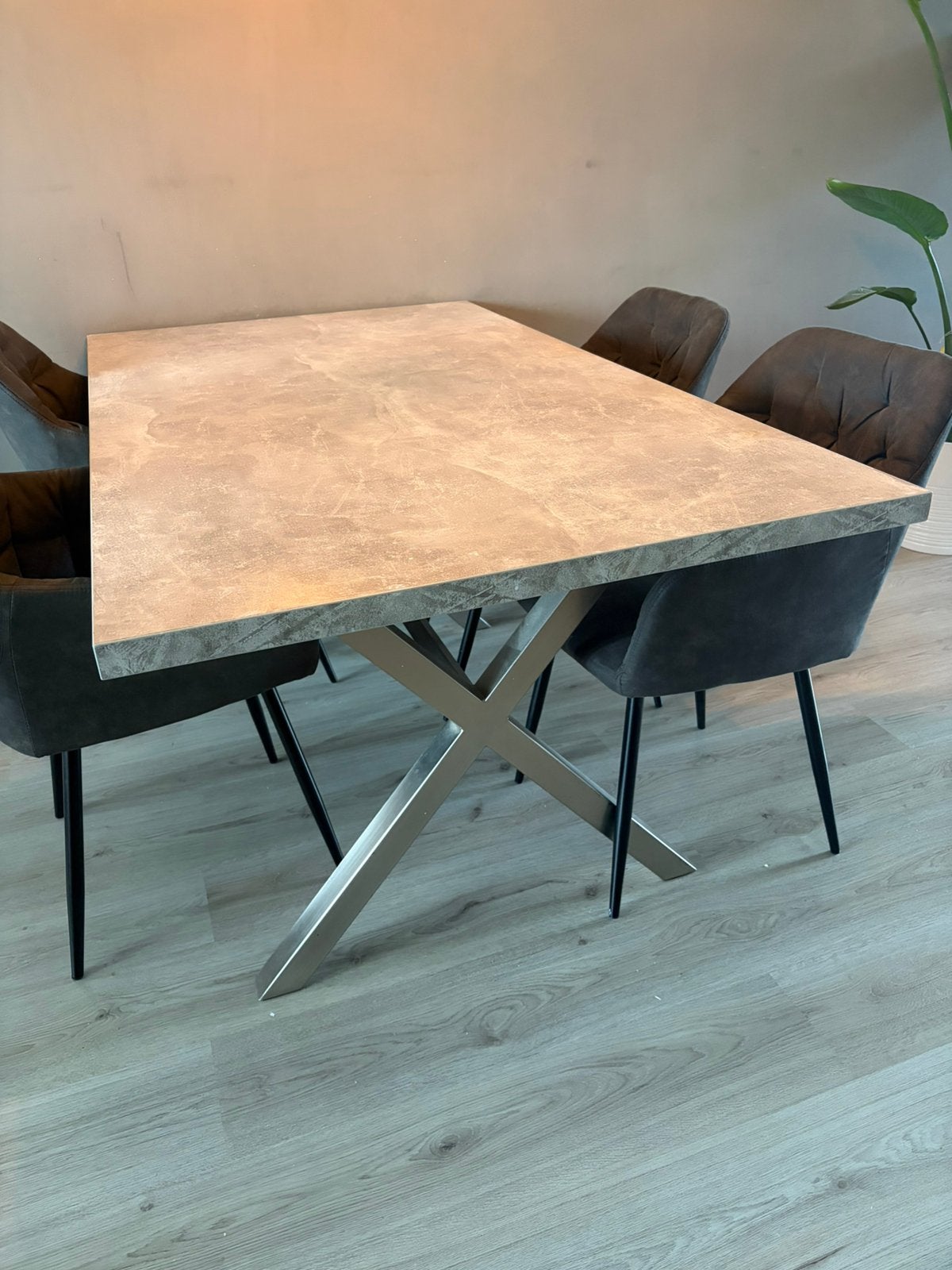 Eettafel grijs 160x90 cm, Ophalen, Gebruikt, 50 tot 100 cm, 150 tot 200 cm