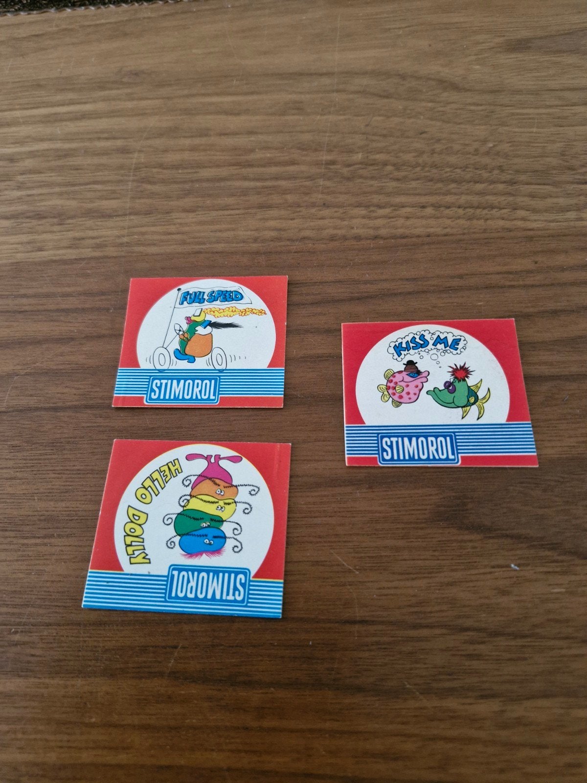 1542 Vintage Stimorol Stickers - Set van 3 (6x5 cm), Ophalen of Verzenden, Gebruikt, Overige typen