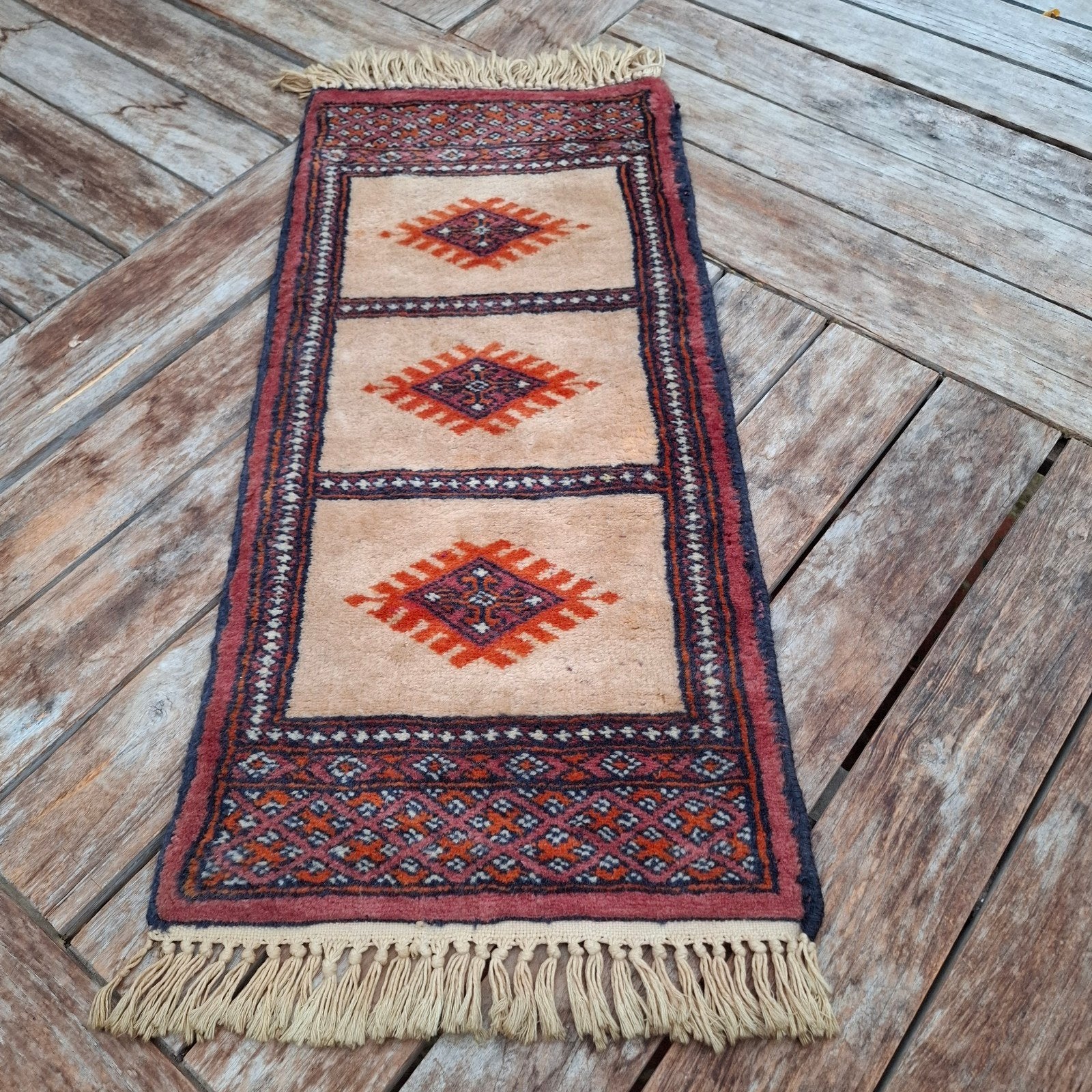 Vintage perzisch wollen tafelloper kleed 76x31 cm, Huis en Inrichting, Minder dan 50 cm, 50 tot 100 cm, Vintage, Ophalen of Verzenden