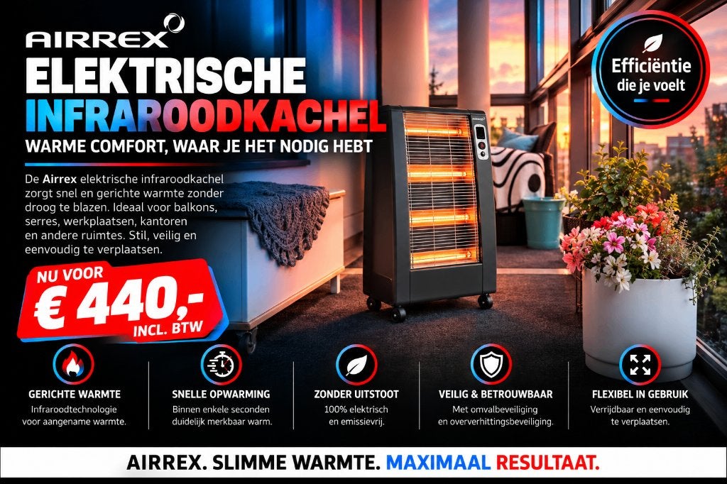 AIRREX AH-720 Elektrische Infrarood verwarming kachel, Ophalen of Verzenden, Nieuw, Overige materialen, Overige typen