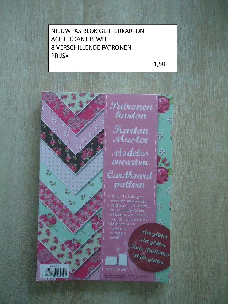 a5 blok glitterkarton ( alleen verzenden, Ophalen, Nieuw, Overige thema's, Blanco kaart of Basiskaart