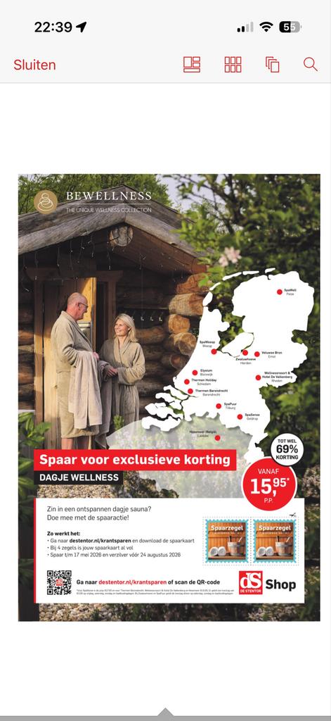 Sauna zegels ruilen voor Douwe Egberts punten wie wil !, Eén persoon, Ticket of Toegangskaart