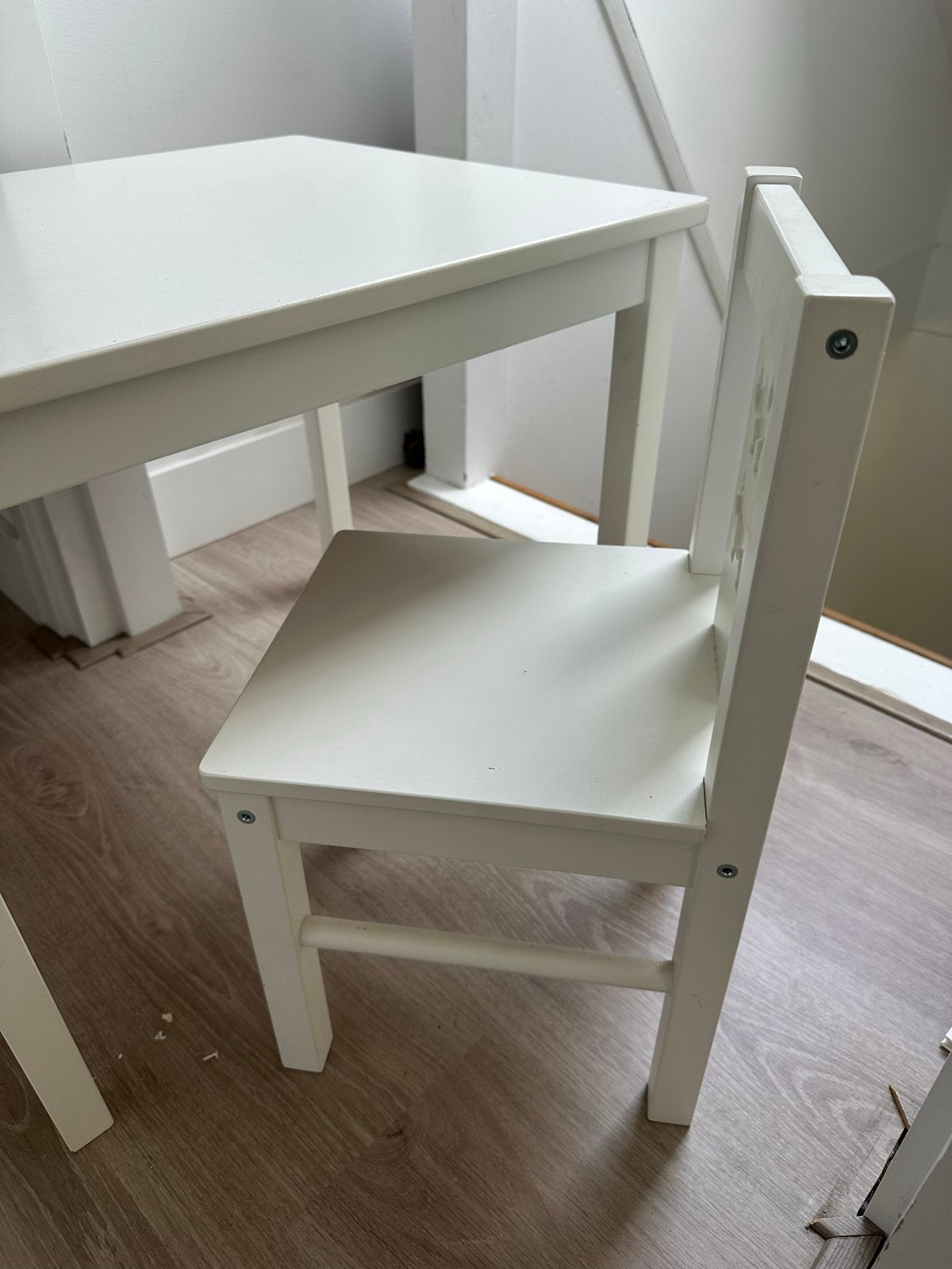 Witte Ikea kinder tafel en stoel set, Ophalen, Gebruikt, Tafel(s) en Stoel(en)