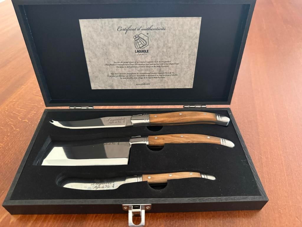 Nieuw Laguiole Style de Vie 3-delige Koksmes-set Hout, Huis en Inrichting, Keuken | Bestek, Ophalen of Verzenden, Nieuw, Hout