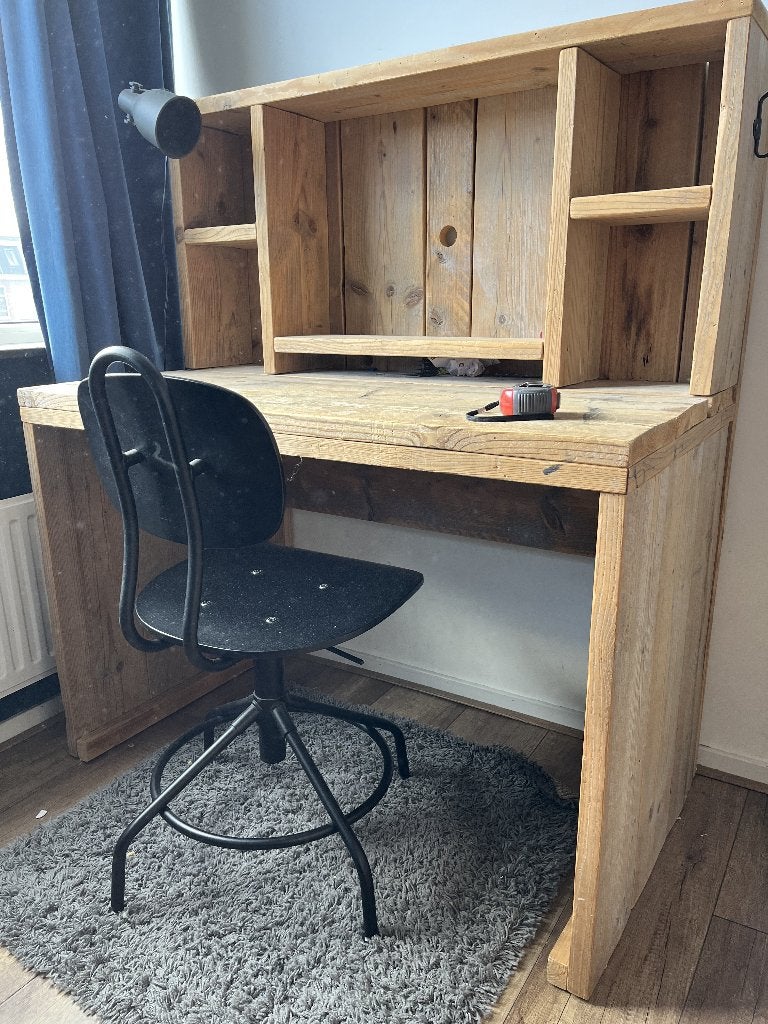 Bureau steigerhout met opzetkast 110 x 63 cm kinder / tiener, Huis en Inrichting, Bureaus, Ophalen, Gebruikt, 110 cm, 63 cm
