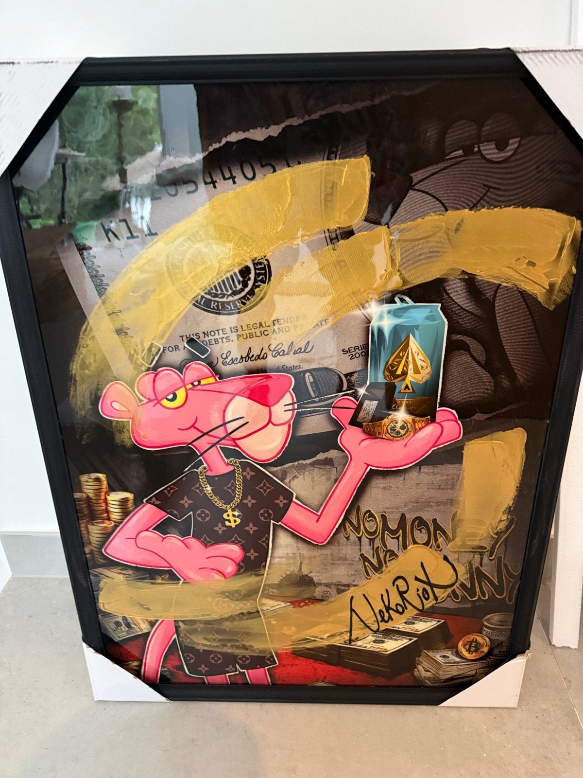 Pink Panther Pop Art Schilderij met 3D-effect, Antiek en Kunst, 3D-effect, Ophalen of Verzenden, Gemengde techniek, Overige materialen
