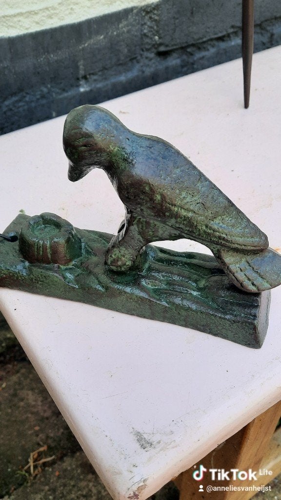 Antieke gietijzeren specht deurbel / deurklopper, Ophalen of Verzenden, Nieuw