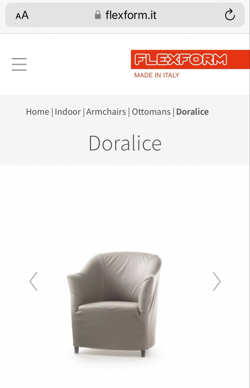 Witte Flexform Doralice fauteuil met afneembare hoes, Huis en Inrichting, Ophalen, Gebruikt, Stof
