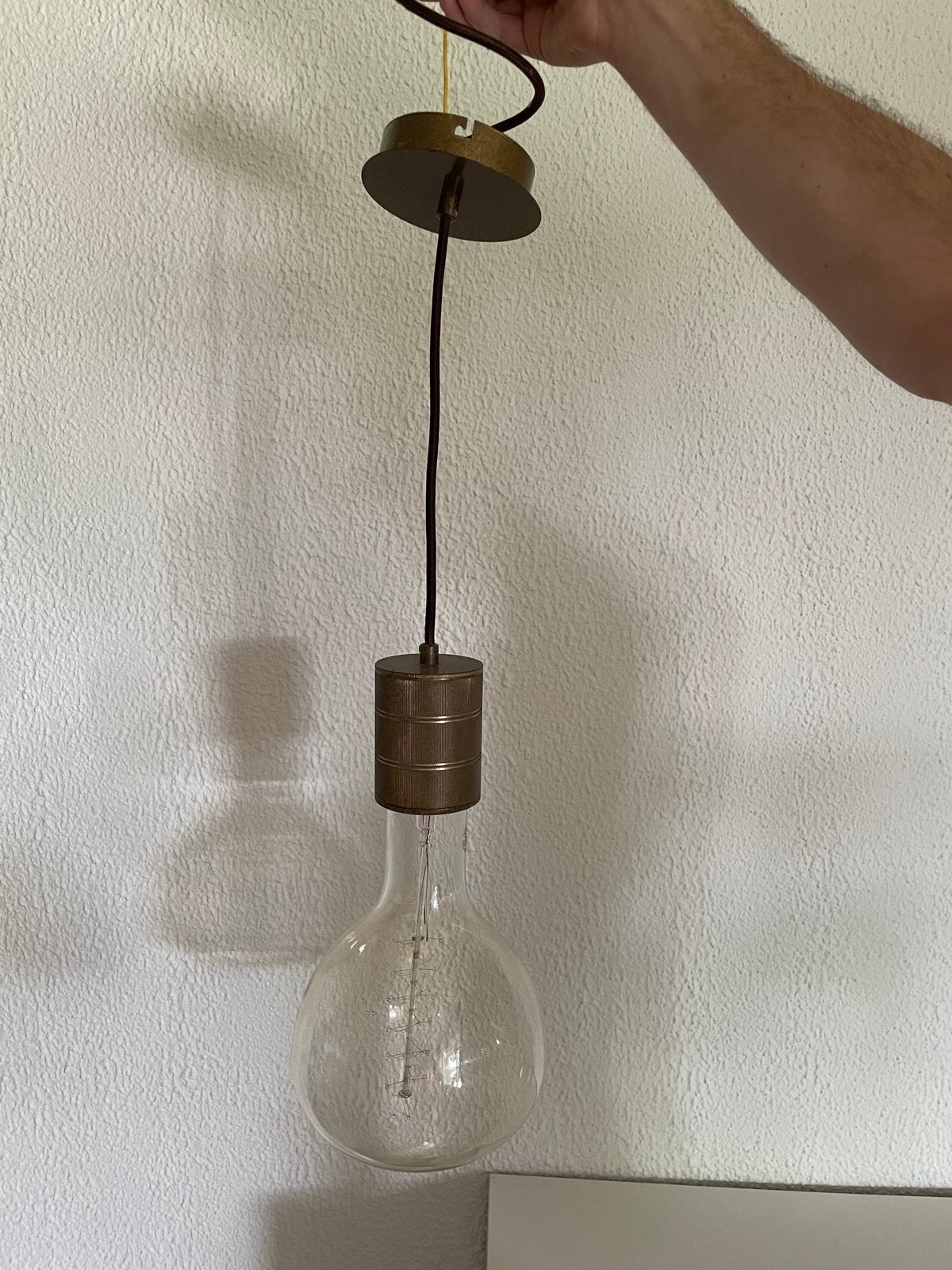 Hanglamp Vintage Edison goudlook / messing armatuur, Metaal, Zo goed als nieuw, Dimbaar, Goud