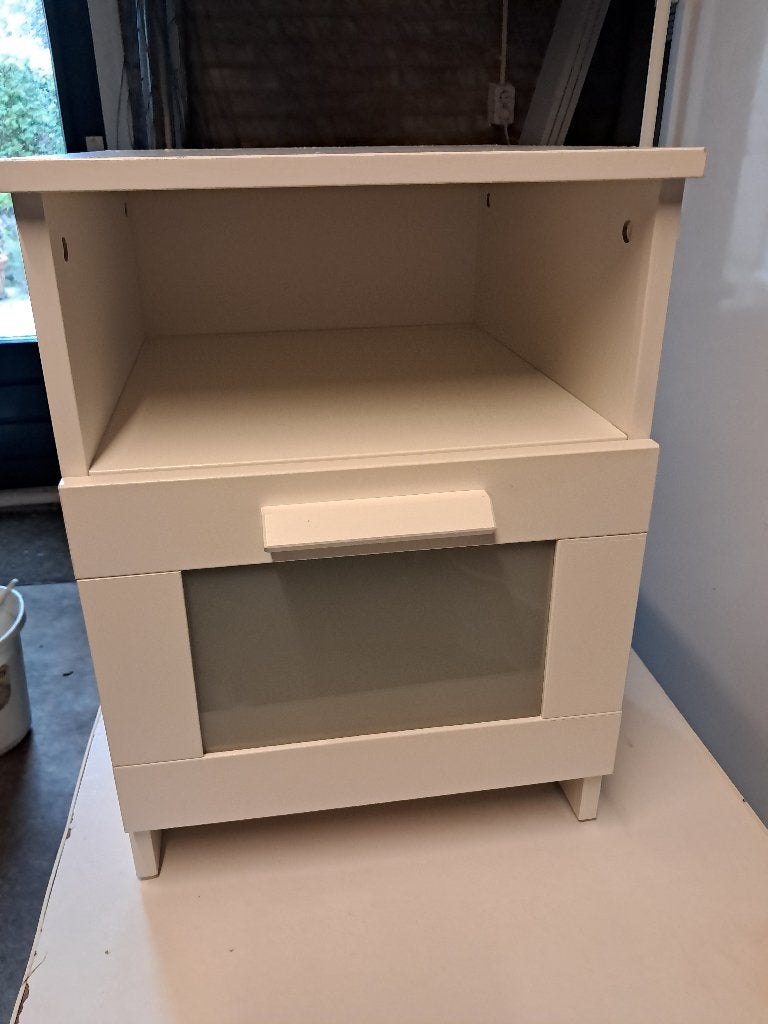 2 Nachtkastjes Brimnes, Ophalen, Gebruikt, Minder dan 45 cm, Minder dan 55 cm
