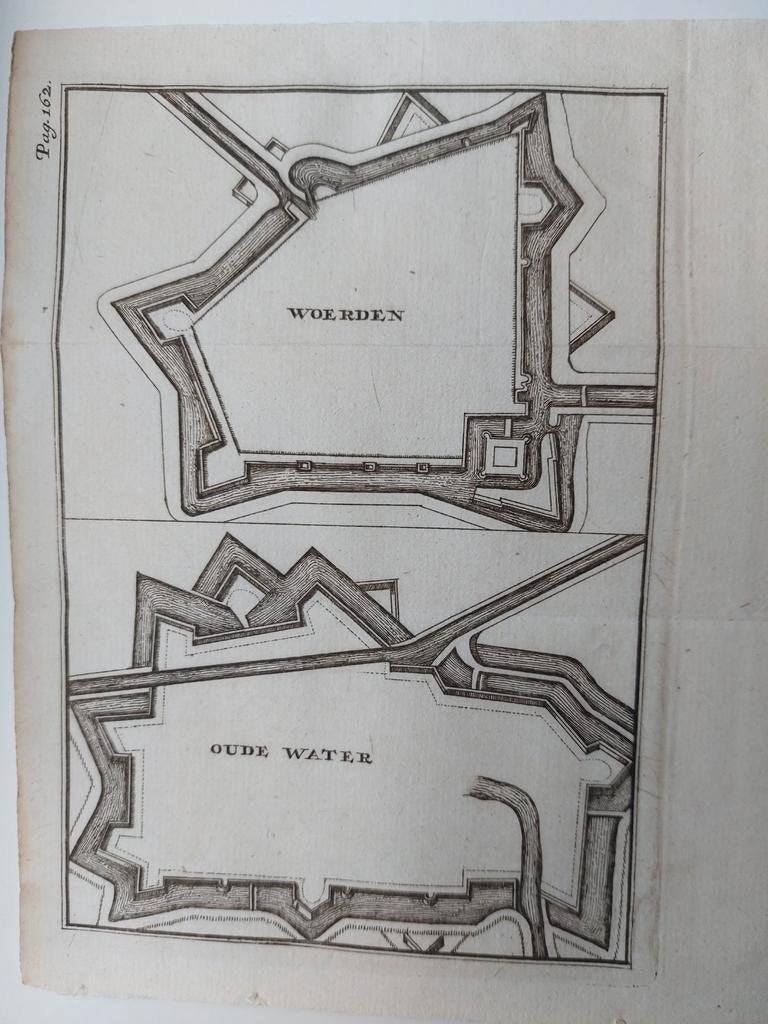9 / Woerden & Oudewater grondtekening uit 1675, Antiek en Kunst, Ophalen of Verzenden