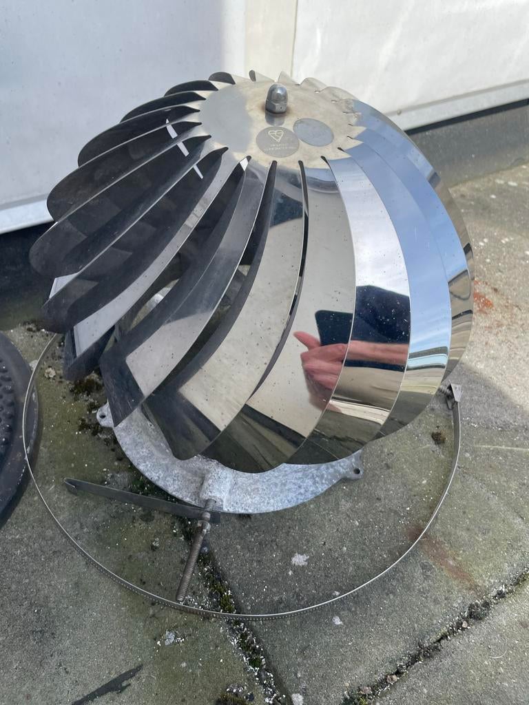 Roterende schoorsteenkap 22 cm - RVS, Ophalen, Gebruikt, Overige typen, Minder dan 30 cm