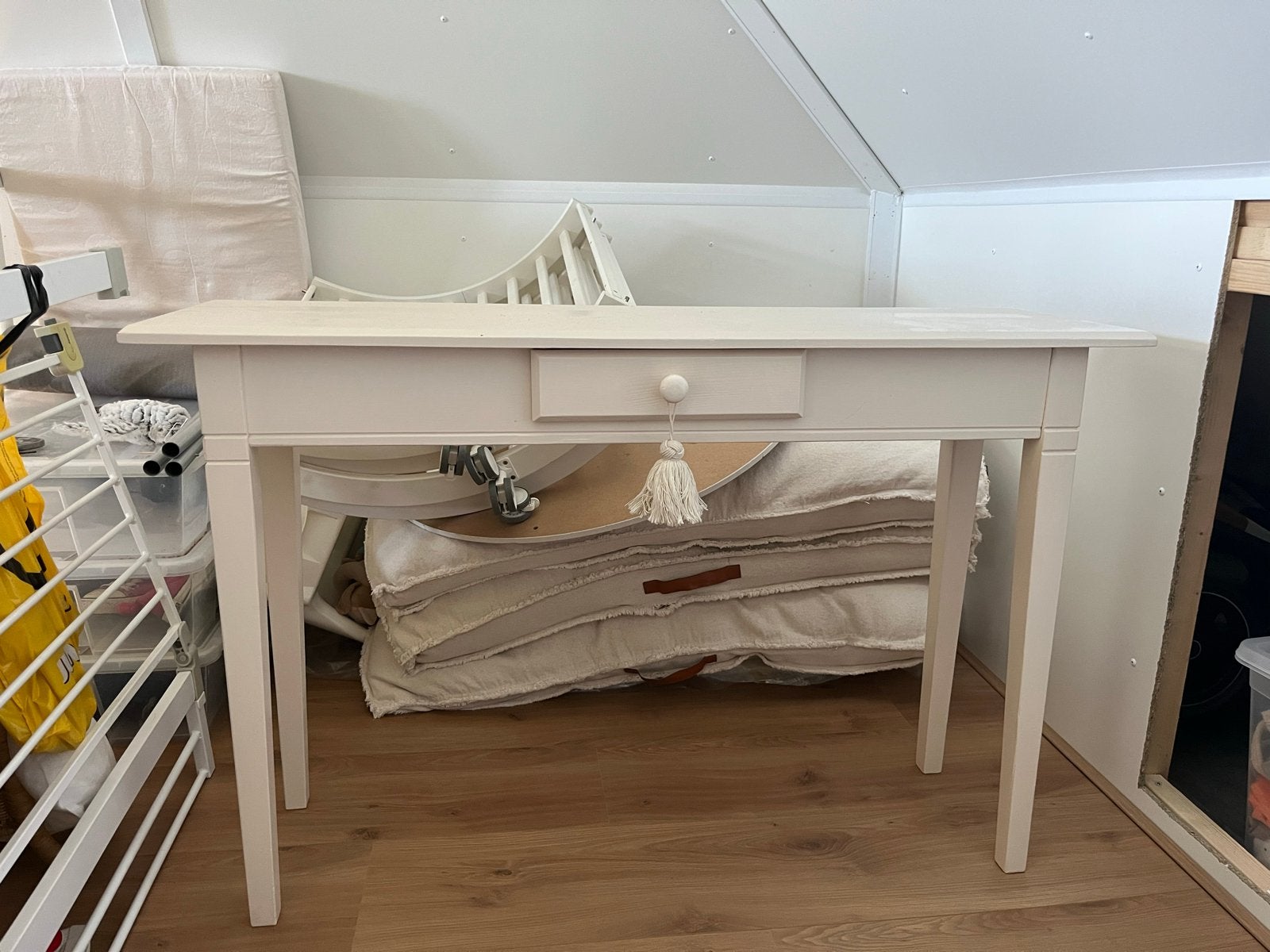Crèmekleurige console tafel met lade, Huis en Inrichting, Tafels | Bijzettafels, Ophalen, Gebruikt, 75 cm of meer, 60 cm of meer