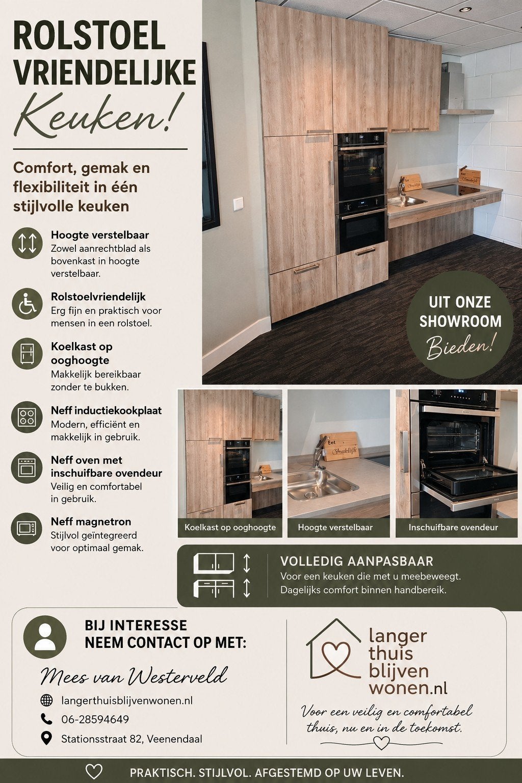 Rolstoel toegankelijke keuken in hoogte verstelbaar!, Ophalen, Overige kleuren, Enkelwandige keuken, Zo goed als nieuw