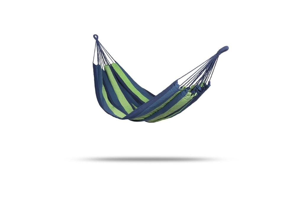Hangmat 909 Outdoor blauw en groen 200x100cm, Tuin en Terras, Hangmatten, Nieuw, Eenpersoons, Opvouwbaar, Binnen, Buiten, Ophalen of Verzenden